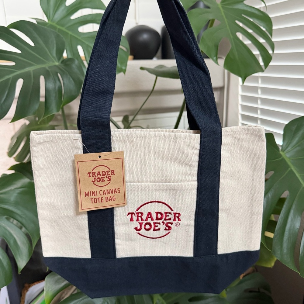 Trader Joe’s Mini Canvas Tote Bag BLUE